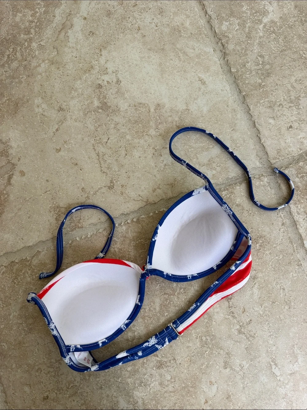 Women’s stars/stripe MED. Push-Up Bikini Top and Mix-and-Match Bottoms both MED.
